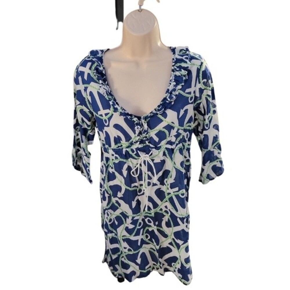 Mud Pie Teal/Blue Bell Sleeve Style Tunic Size Small (4-6)